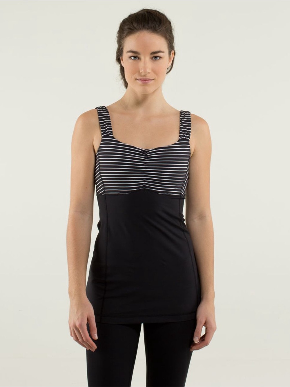 Lululemon Aria II Black and White Striped Tank Top